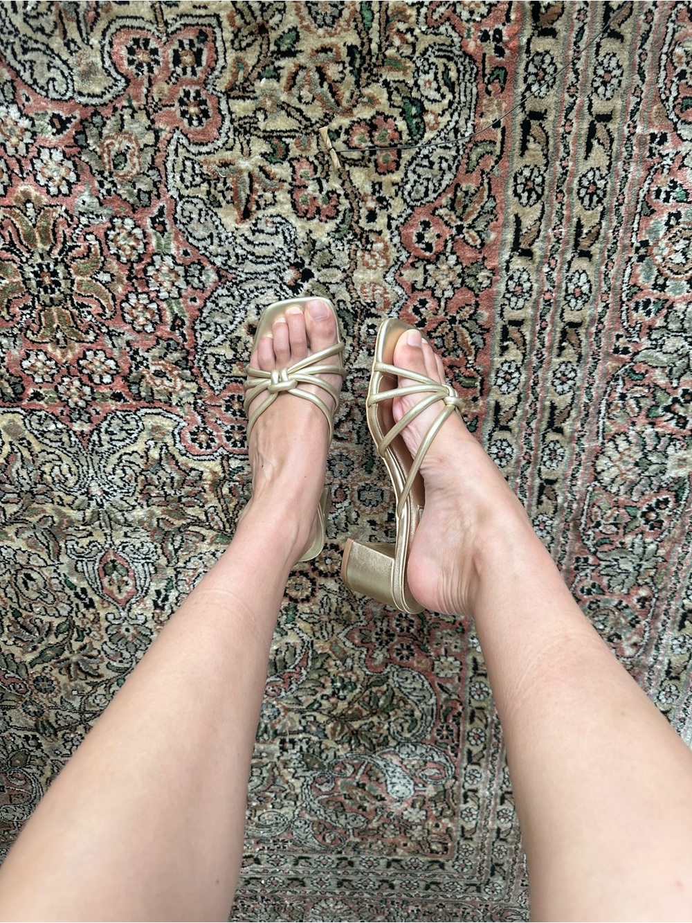 Steve Madden Strappy Metallic Gold Block Heel Sandals - EU 36